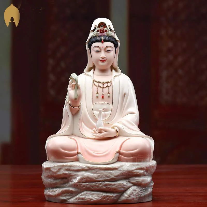 5 A+ HOME temple high grade Guanyin Buddha statue Avalokiteshvara Color Ceramic bless safe good luck