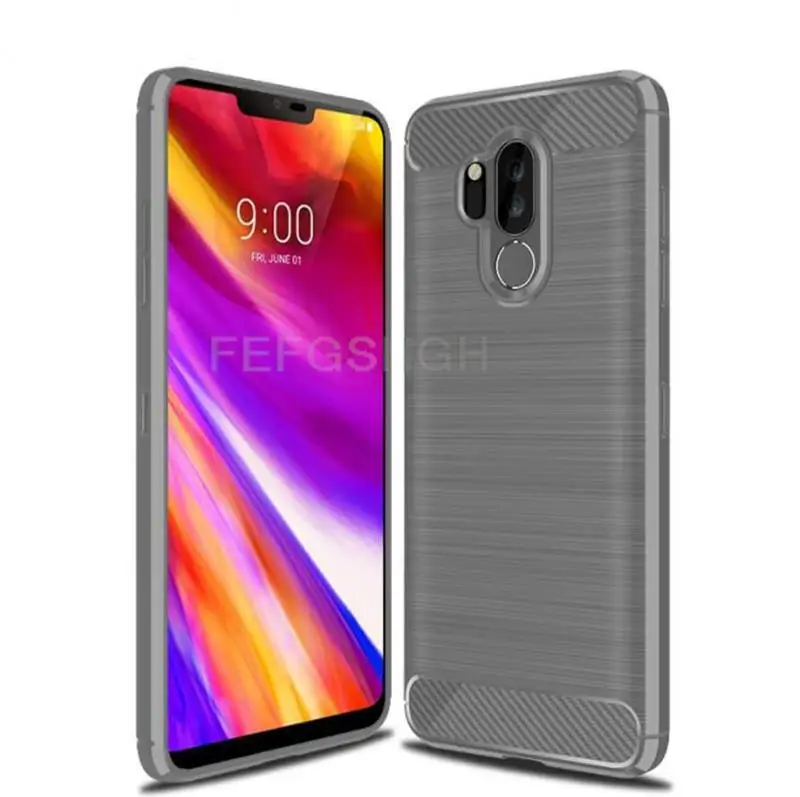 Capa For LG G7 ThinQ Brushed Carbon Fiber Soft Silicone Case For LG G7 ThinQ G710 G7+ G7 Plus LGG7 Magnetic Ring Stand Cover