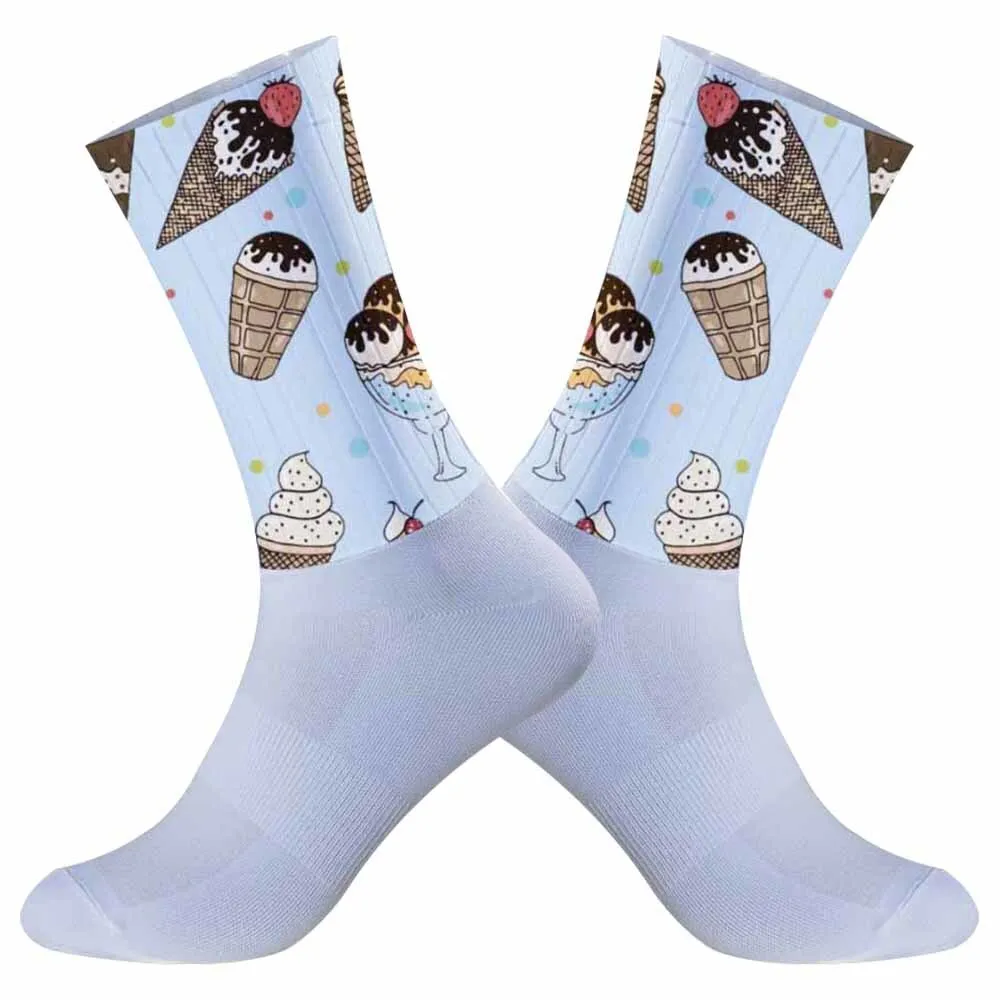 breathable aero Socks Cute animals fun ice cream socks 2024 New sports bike running socks Cycling socks christmas Socks