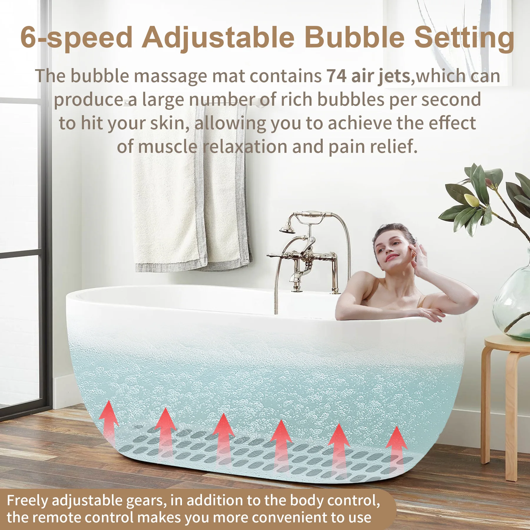 UK Plug  Massage Electric Surf Bubble SPA Non-slip Bubble Bath Mat Full Body Bubble Spa Wireless Remote Control