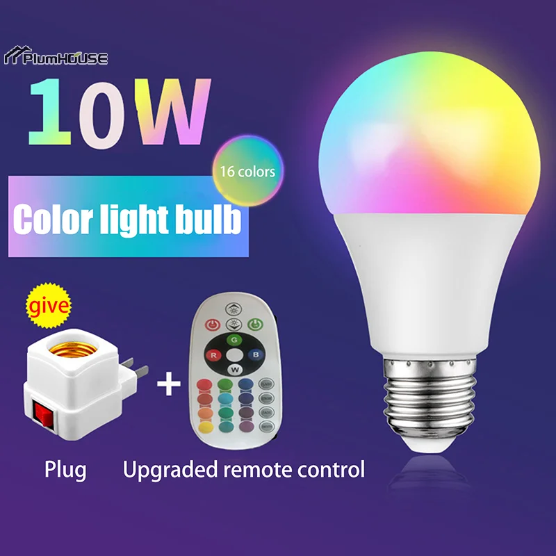 

LED Colored Bulb Colorful Remote Control Bulb RGB Color Changing Globe E27 Screw Mouth Indoor Lighting Dimming Small Night Lamp