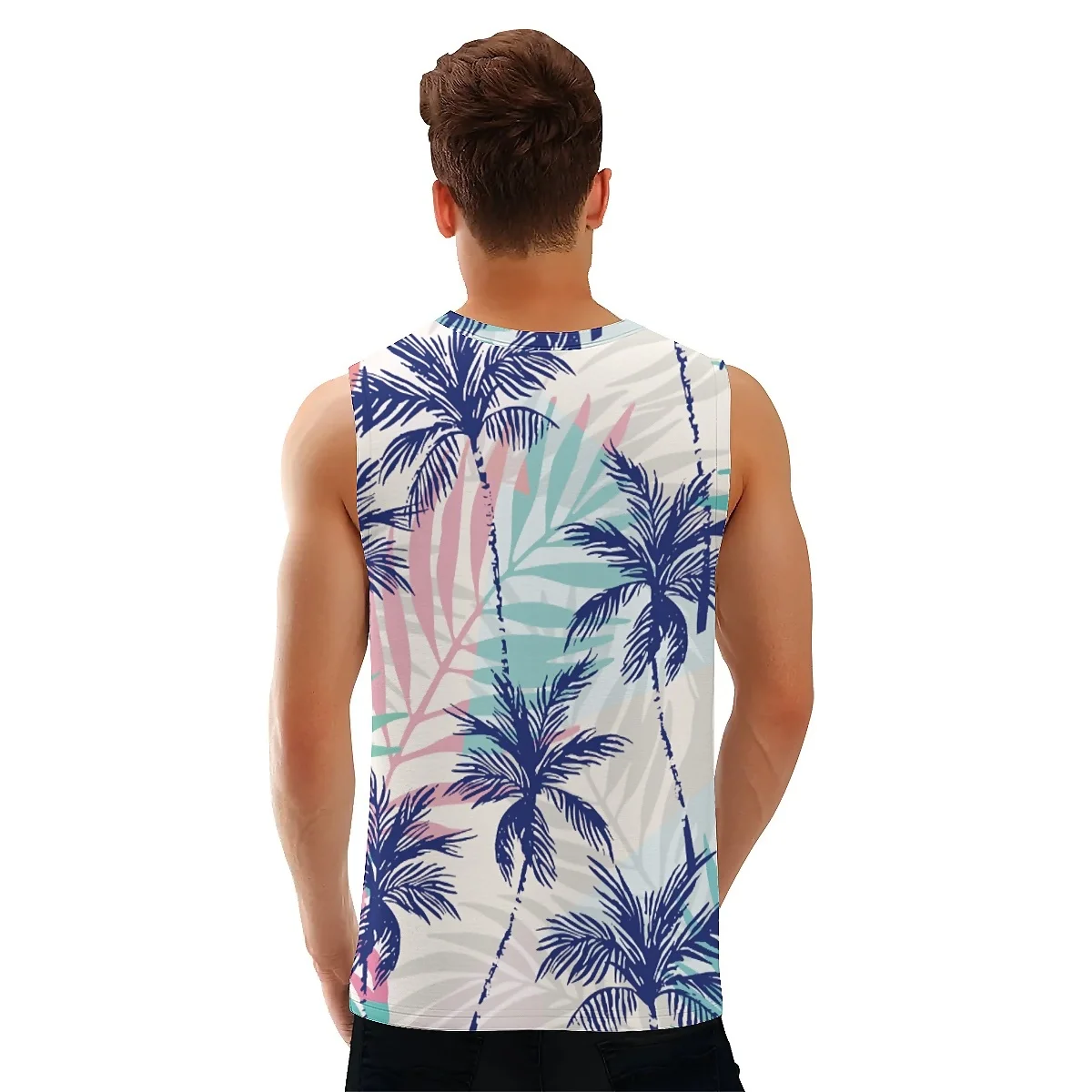 lmitation cotton wide shoulder 3D printed men's vest