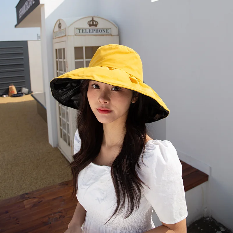 New Solid Color Basin Hat Women\'s Rain Caps Waterproof Rain Wide Brim Bucket Hat Rain Cap Travel Wild Casual Fisherman Hats