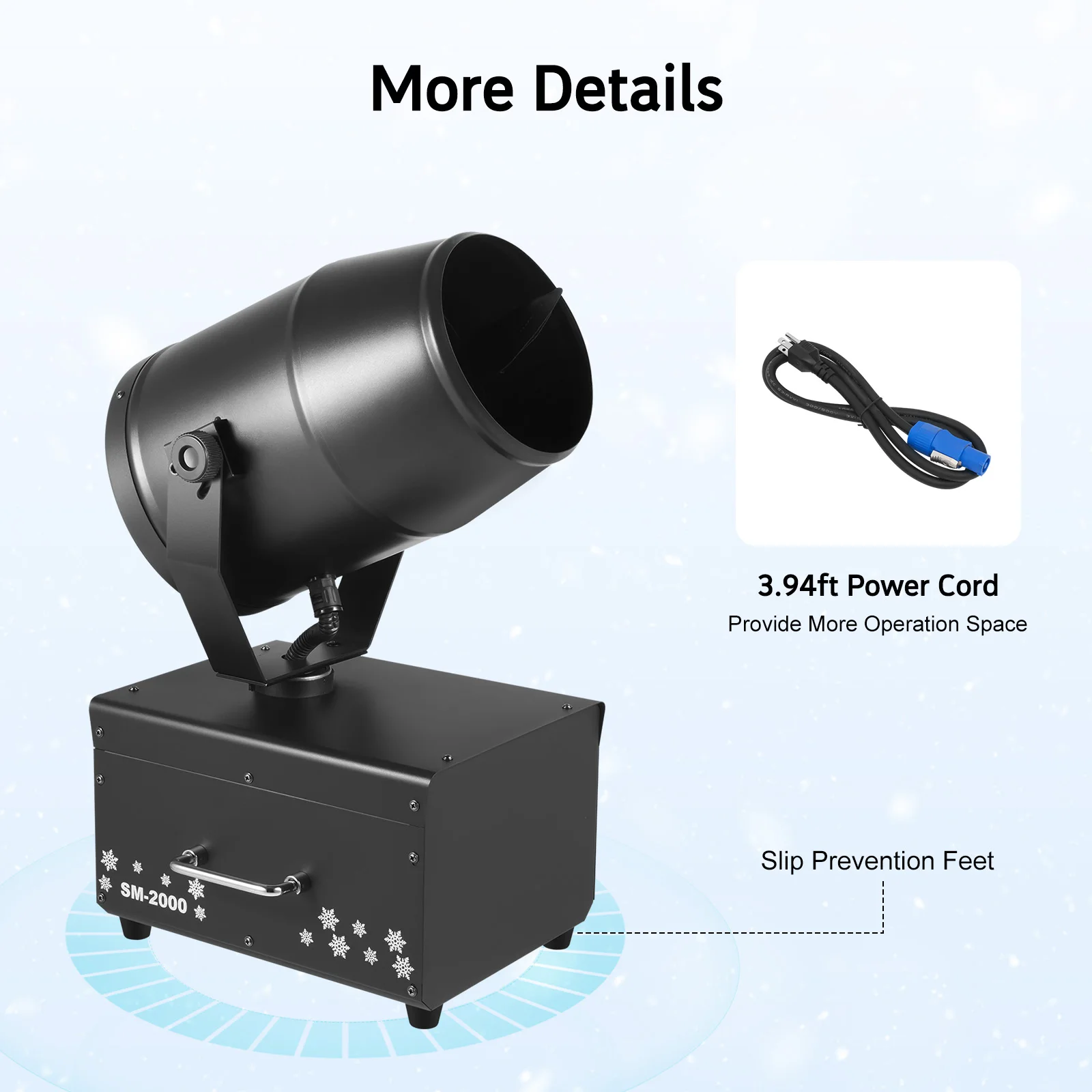 

2000W Professional Shaking Head Snow Machine with Dual Control, 110V Commercial Party Stage Effect Equipment for Christmas