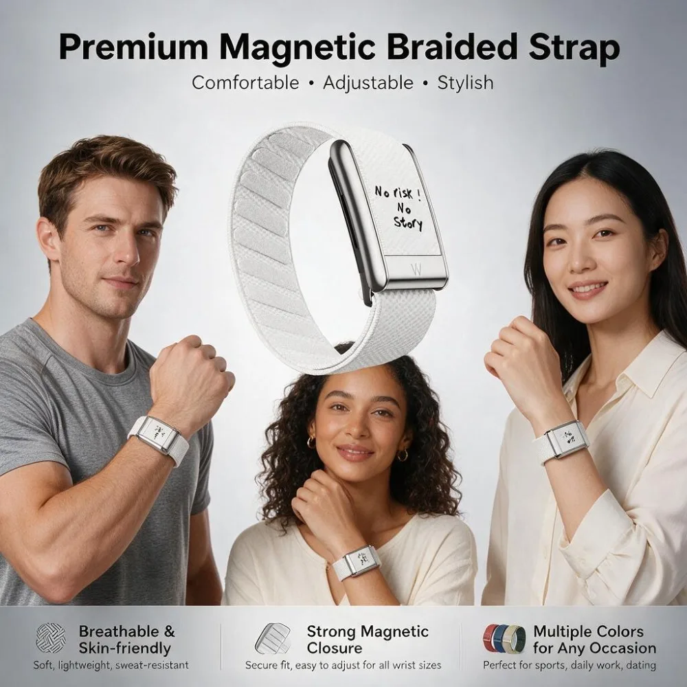 WHOOP 5.0 MG Compatible White Graphic Slogan Nylon Sport Band Woven Replacement Fitness Tracker Wristband