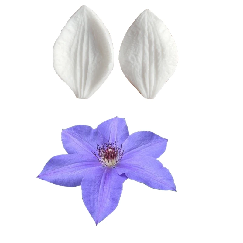 Clematis Flower Petal Veiners Silicone Molds Sugarcraft Resin Art Clay Cold porcelainWater Paper Marshmallow Earring Tools CS282
