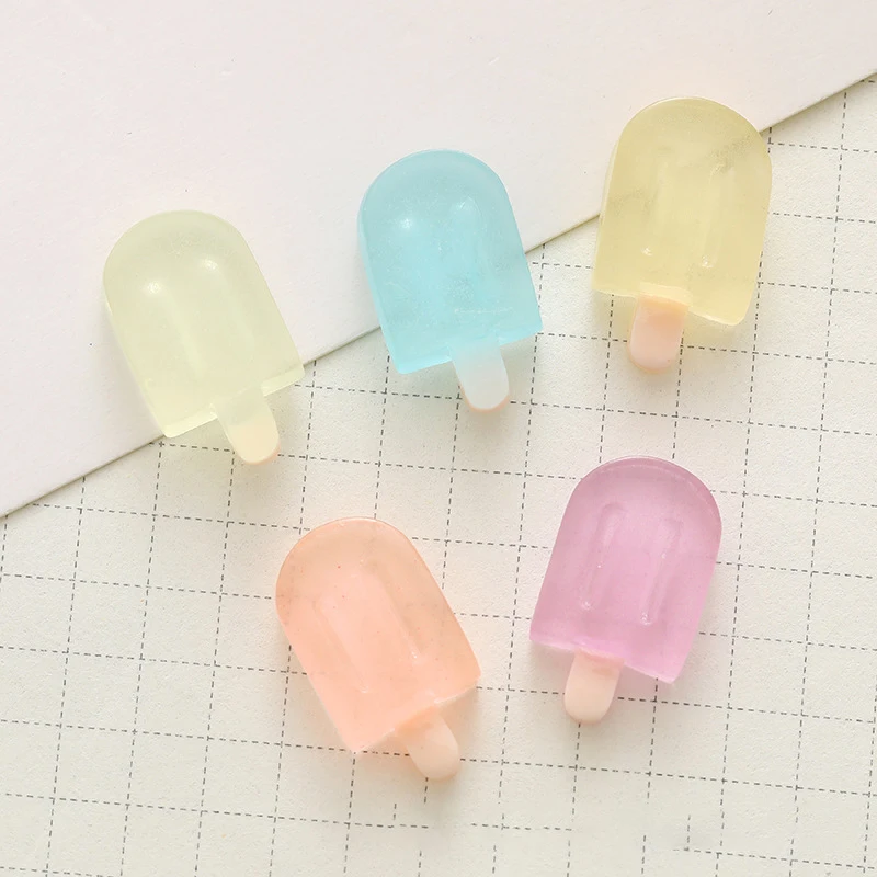 5Pcs Miniature Transparent Luminous Ice Cream Cute Resin Ornaments DIY Phone Case Car Decoration Accessories