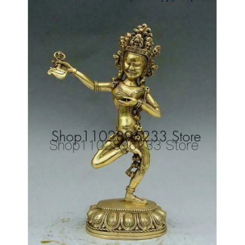 

11" China Tibetan Buddhism Brass Copper Vajravarahi Dorje Phakmo Goddess Statue