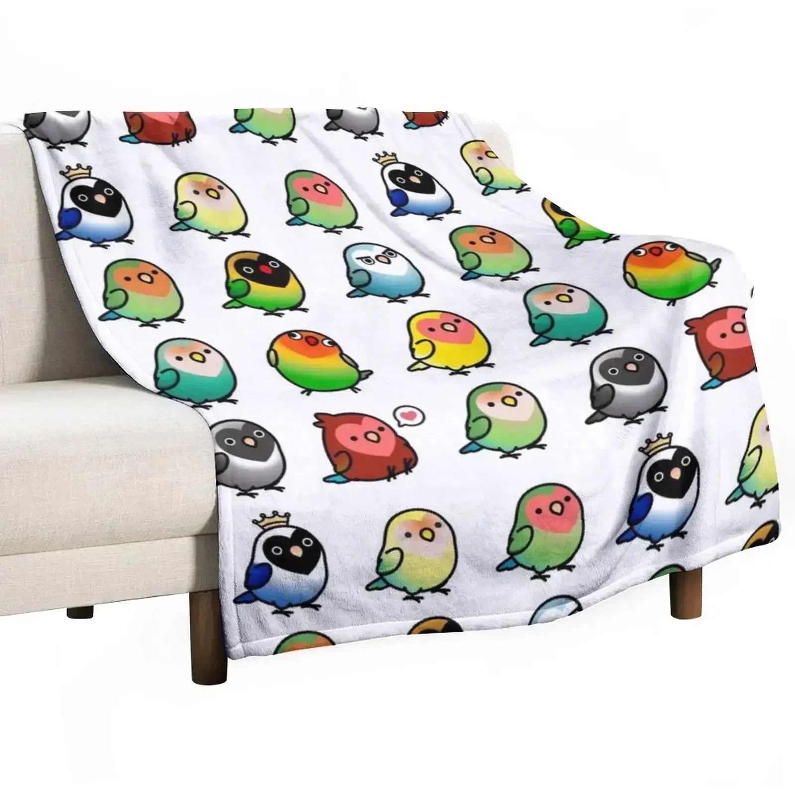 Chubby Lovebirds Throw Blanket Hairys decorative Blankets