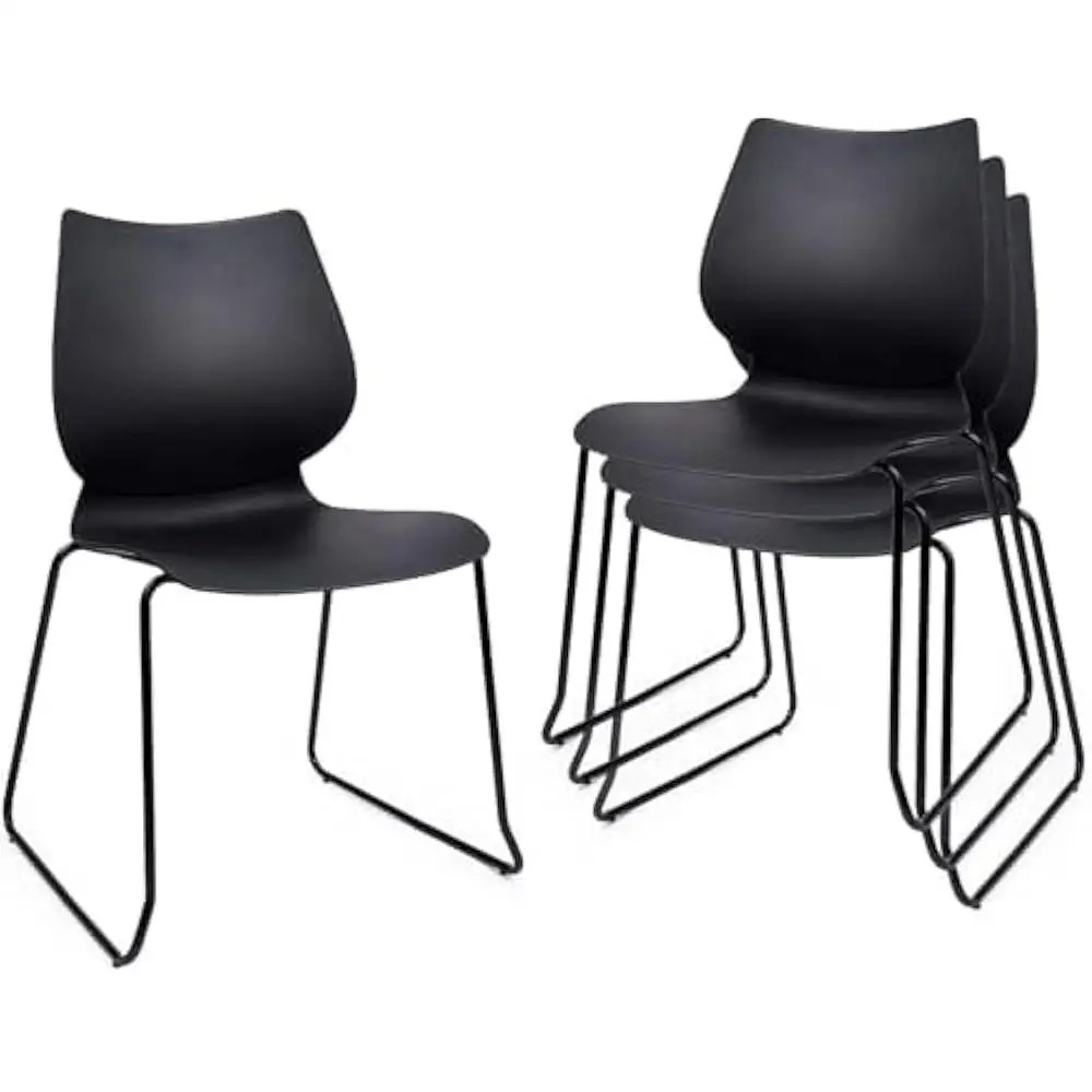 Stackable Conference Chairs Waiting Room Chairs with Back Metal Legs Durable Sled Base Office Training Guest Seating Easy