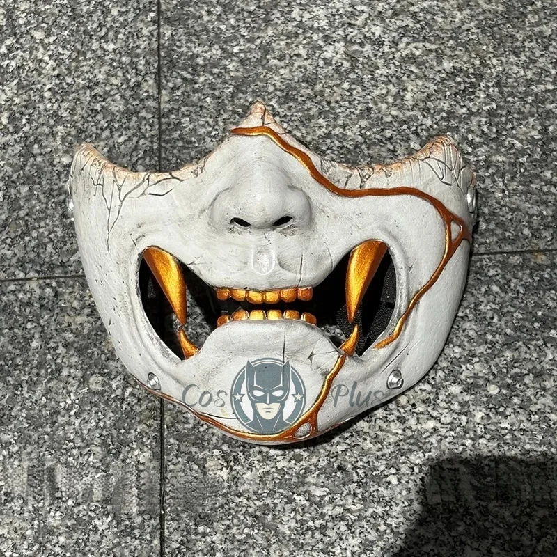 لعبة شبح يوتى أتسو قناع تأثيري الدعائم نصف الوجه الساموراي قناع هالوين حفلة كرنفال الديكور للرجال النساء الملحقات