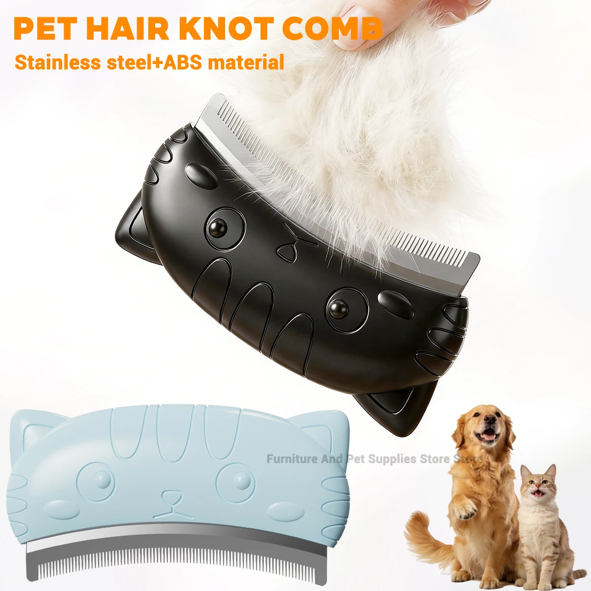 

Pet Detangling Brush for Short & Long Hair, Dog Cat Hair Remover Comb, ABS & Stainless Steel Pet Grooming Supplies