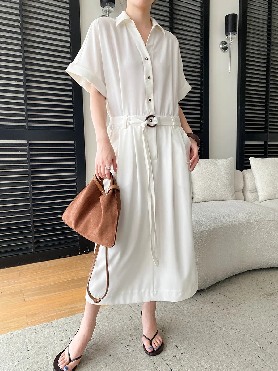 Frühlings- und Sommerkleid für Damen, lässig, einfarbig, bequem, tailliert, figurbetont. – Detail 19