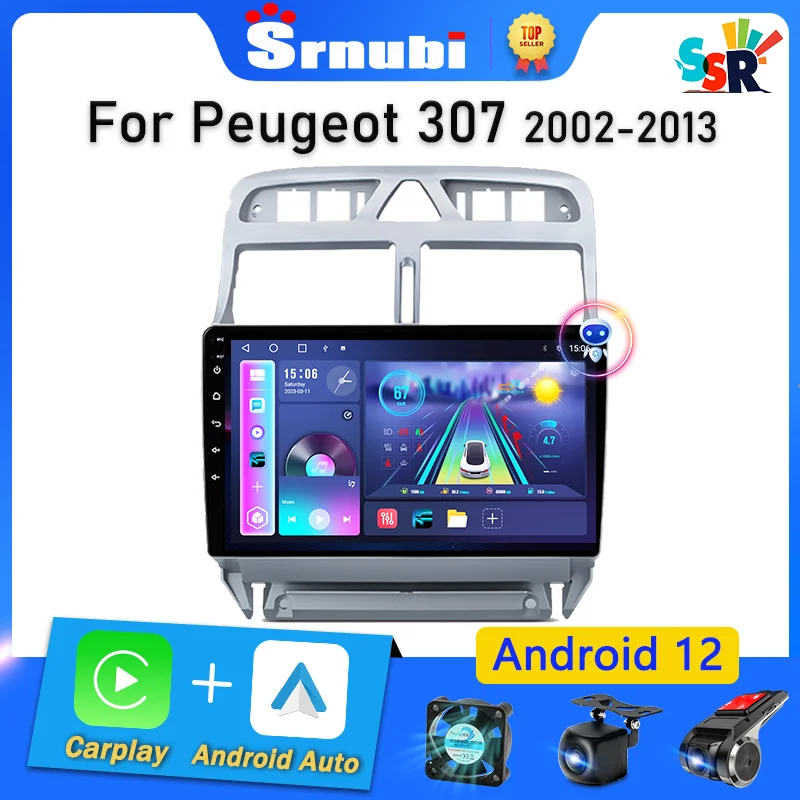 

Srnubi SSR Android 12 Car Radio for Peugeot 307 307CC 307SW 2002 - 2013 Multimedia Player 2 Din Carplay Auto Stereo GPS QLED DVD