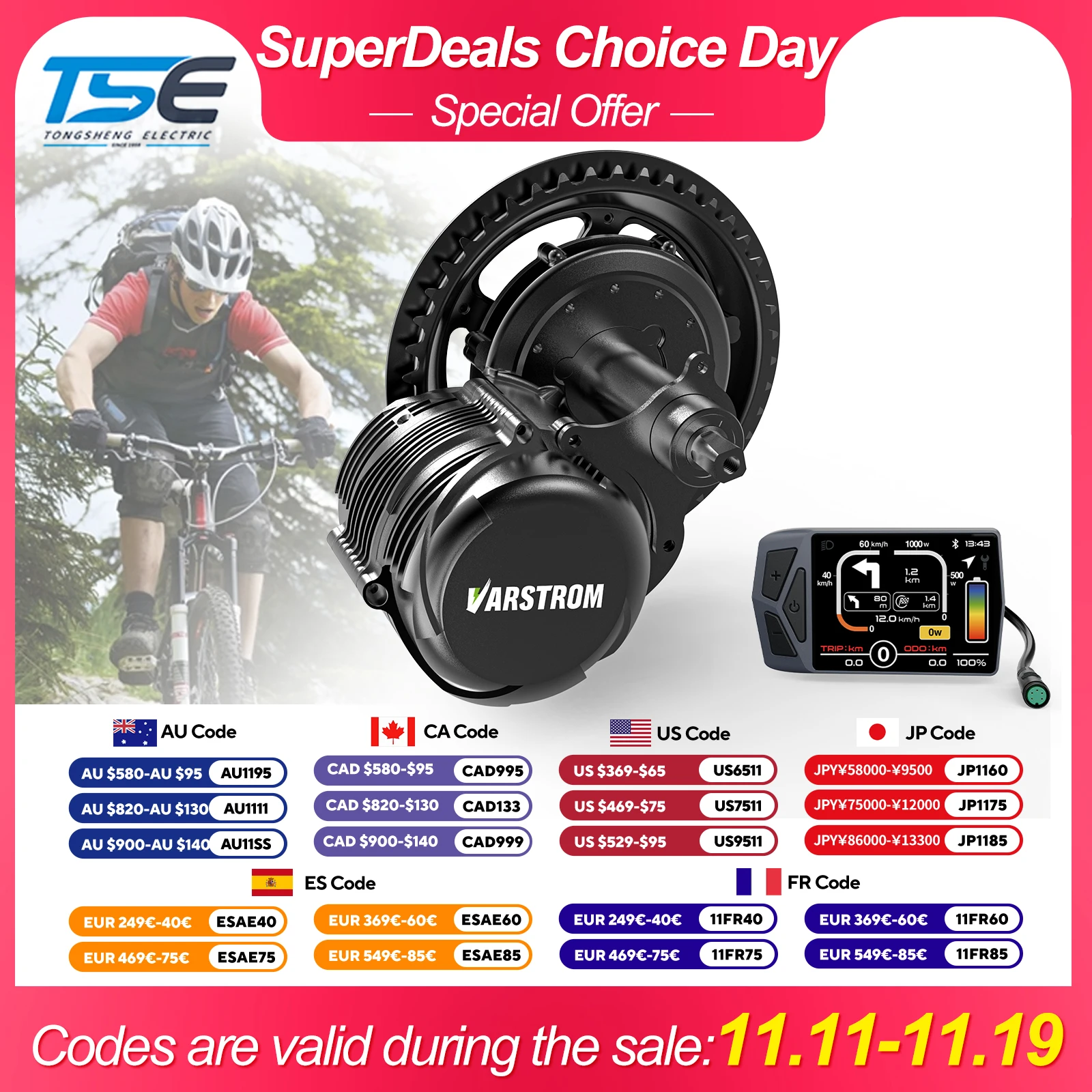 

Varstrom TSDZ8 750W Torque Sensor Mid Drive Kit Central Electric Bicycle Ebike Conversion Kit Brushless Motor Kits