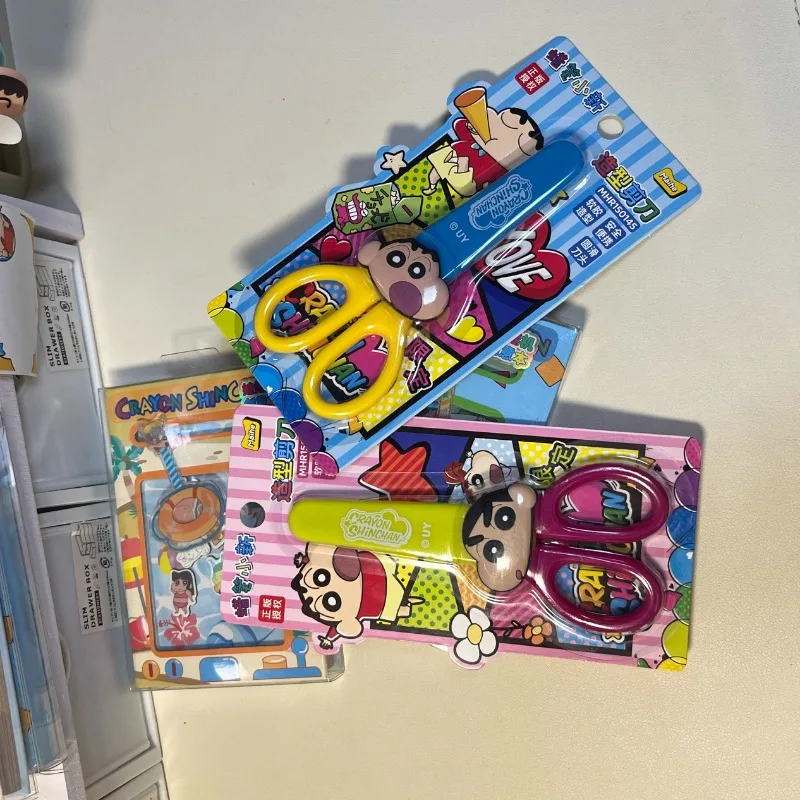 Cartoon Anime Crayon Shin-Chan Safety Stationery Scissors Student Manual Scissors Student Supplies Girls Birthday Gift Toys