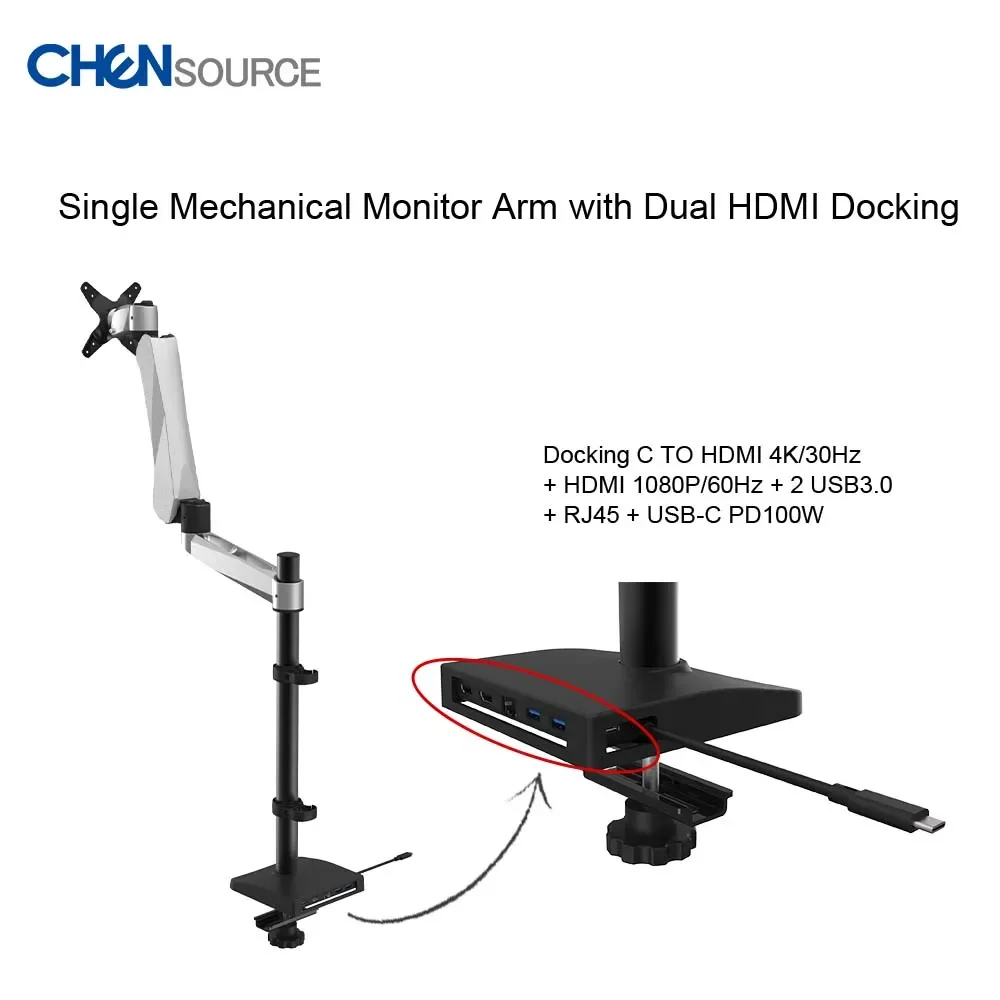 New Product monitor arm with USB desk mount for single computer screen mount holder with Grommet