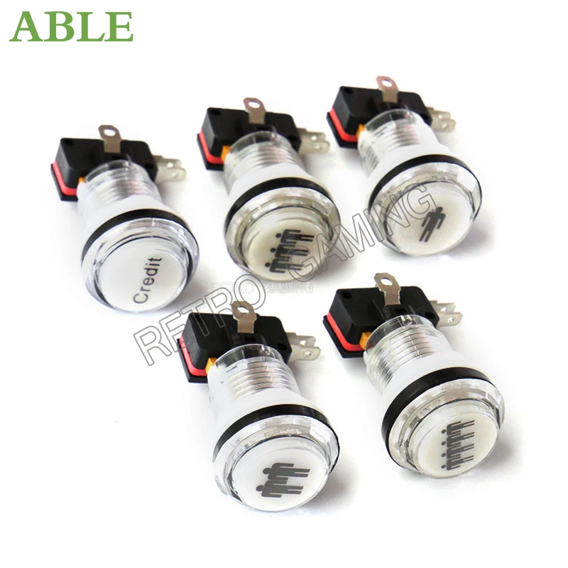 1PCS Push Button transparent Round With Micro Switch For Arcade Game Machine DIY Joystick Console 1P 2P 3P 4P CREDIT