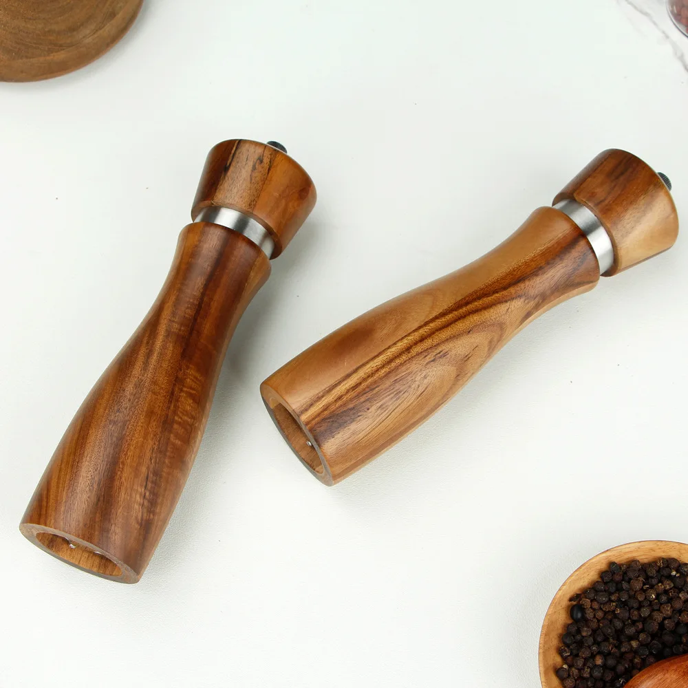 Wooden underwire manual pepper grinder multifunctional sea salt seasoning jar kitchen tools western food