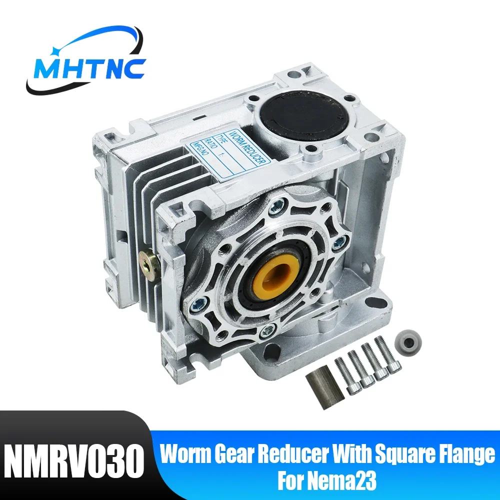 Worm Gear Reducer NMRV030 High Torque Gearbox Reducer Input 11mm Output 14mm Gear Ratio 5:1 To 80:1 2.6-24Nm  for Nema23 Motor