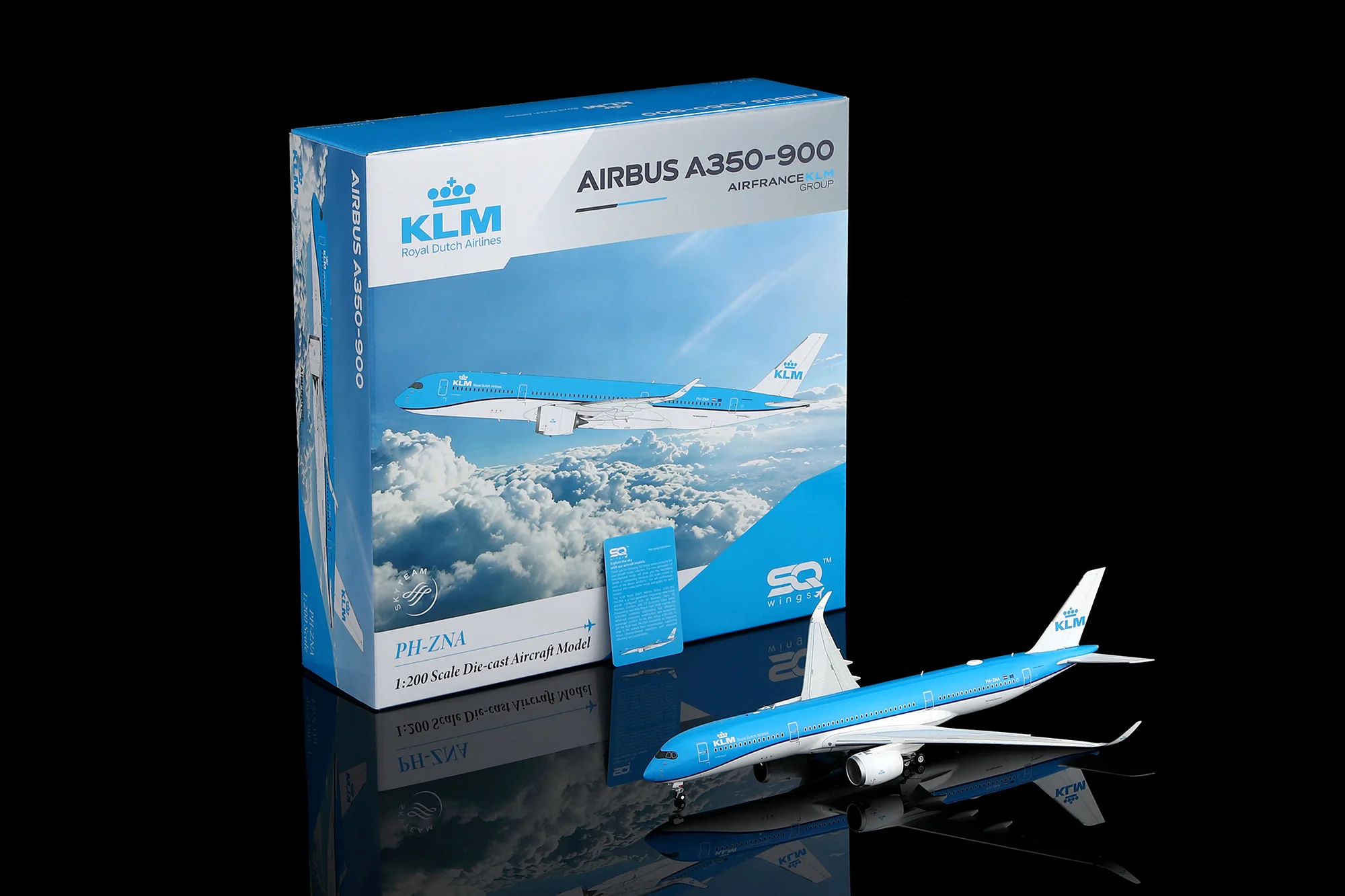 L2413 Alloy Collectible Plane Gift SQ Wings 1:200 KLM Royal Dutch Airlines Airbus A350-900 Diecast Aircraft Jet Model PH-ZNA