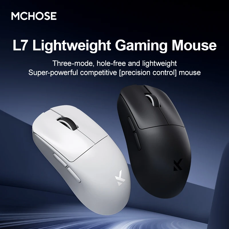 Mouse ultra sem fio mchoose l7 pro l7 original, 3 modos, bluetooth paw3395, 8khz, personalizado, leve, laptop, gamer, pc, mouse para jogos