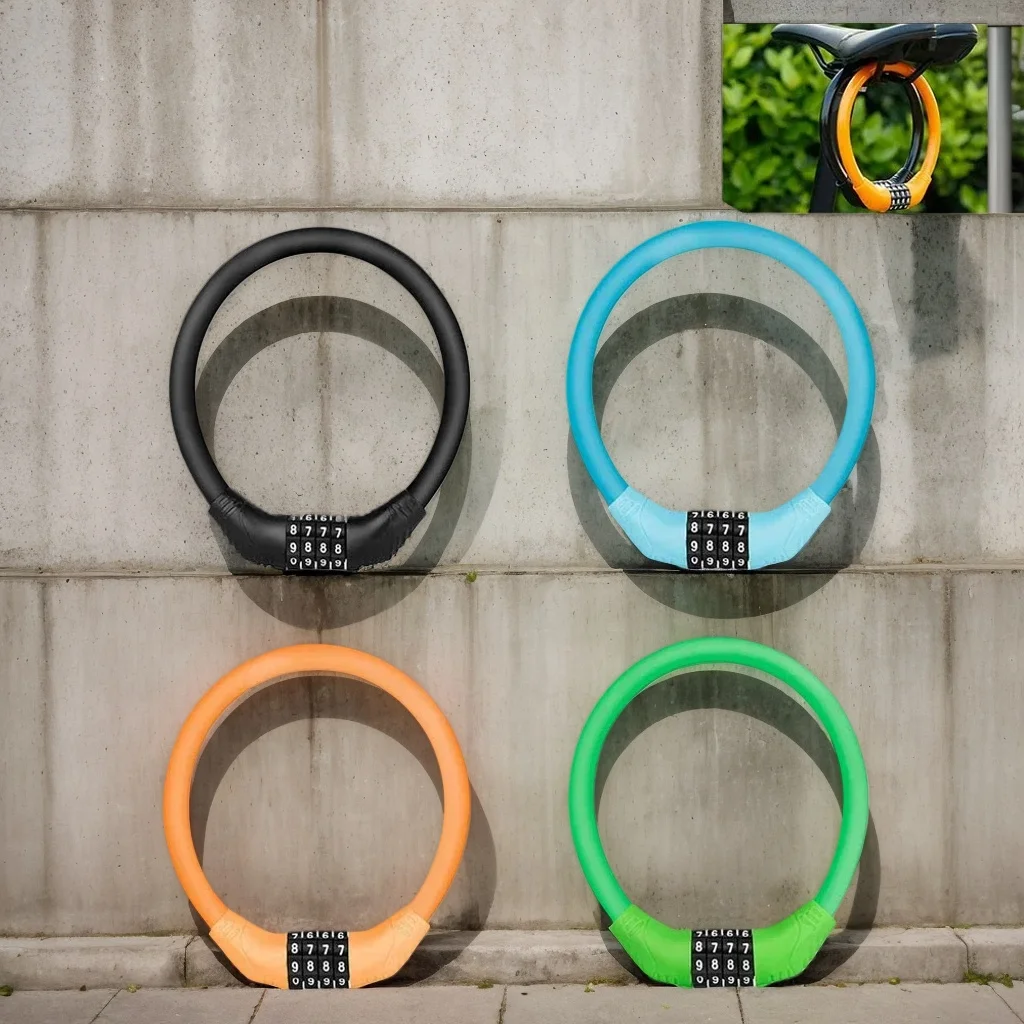 

4-Digit Motorcycle Cable Lock - Alloy Steel Combination Password Security for MTB/Road Bike (Anti-Theft)