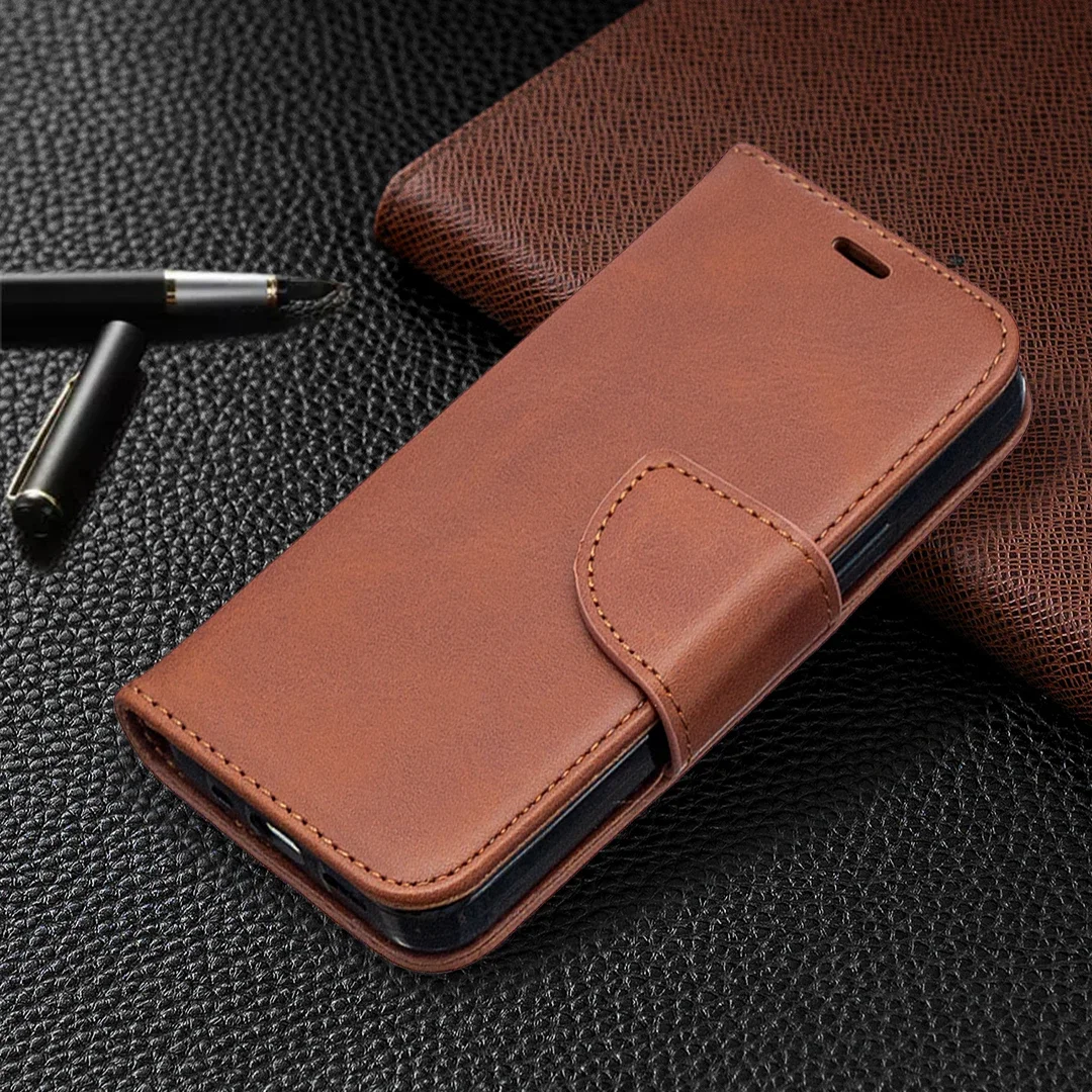 Lambswool Pattern Solid Color Leather Case Wallet Flip Phone Case For iPhone12/13/X/XS/XR MINI MAX