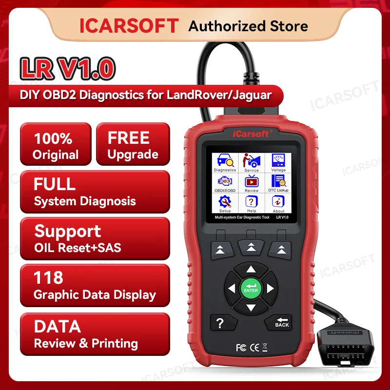 iCarsoft LR V1.0 OBD2 Diagnostics For LandRover & Jaguar Code Reader with Oil/SAS Reset+Lifetime Free Update+Live Data+Printing