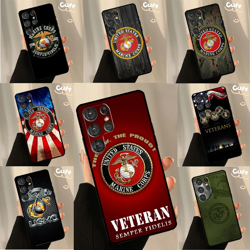 Veteran Marine Corps Case For Samsung Galaxy S23 S22 Ultra S8 S9 S10 Note 10 Plus Note 20 Ultra S21 S20 FE Cover