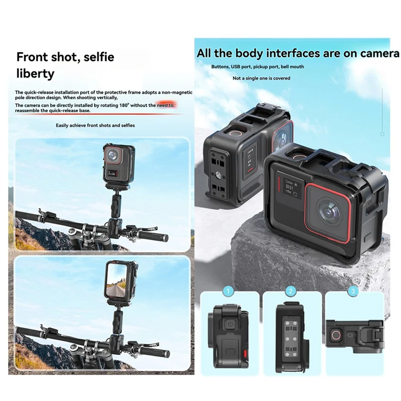 B44C For Insta360 Ace Pro / Ace Plastic Cage Vertical & Horizontal Utility Frame Protective Accessory