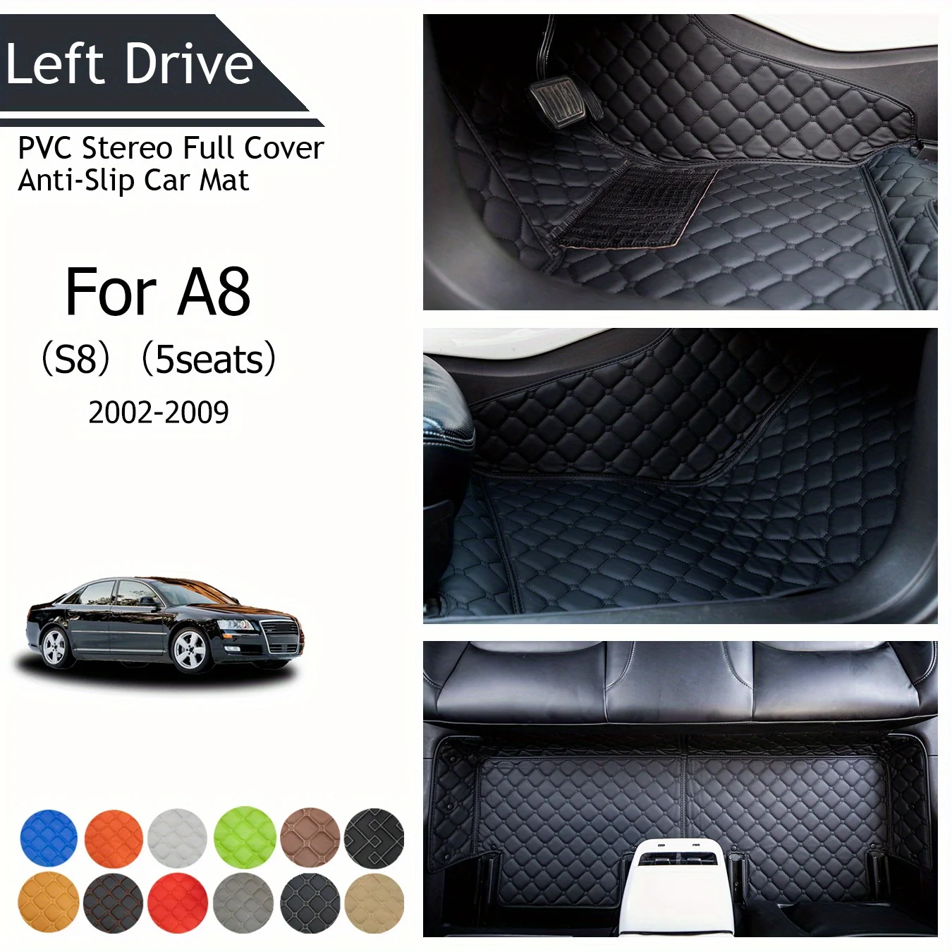 

【LHD】For Audi For A8（S8）（5seats） 2002-2009 Three Layer PVC Stereo Full Cover Anti-Slip Car Mat Car Floor Mats Car Accessories