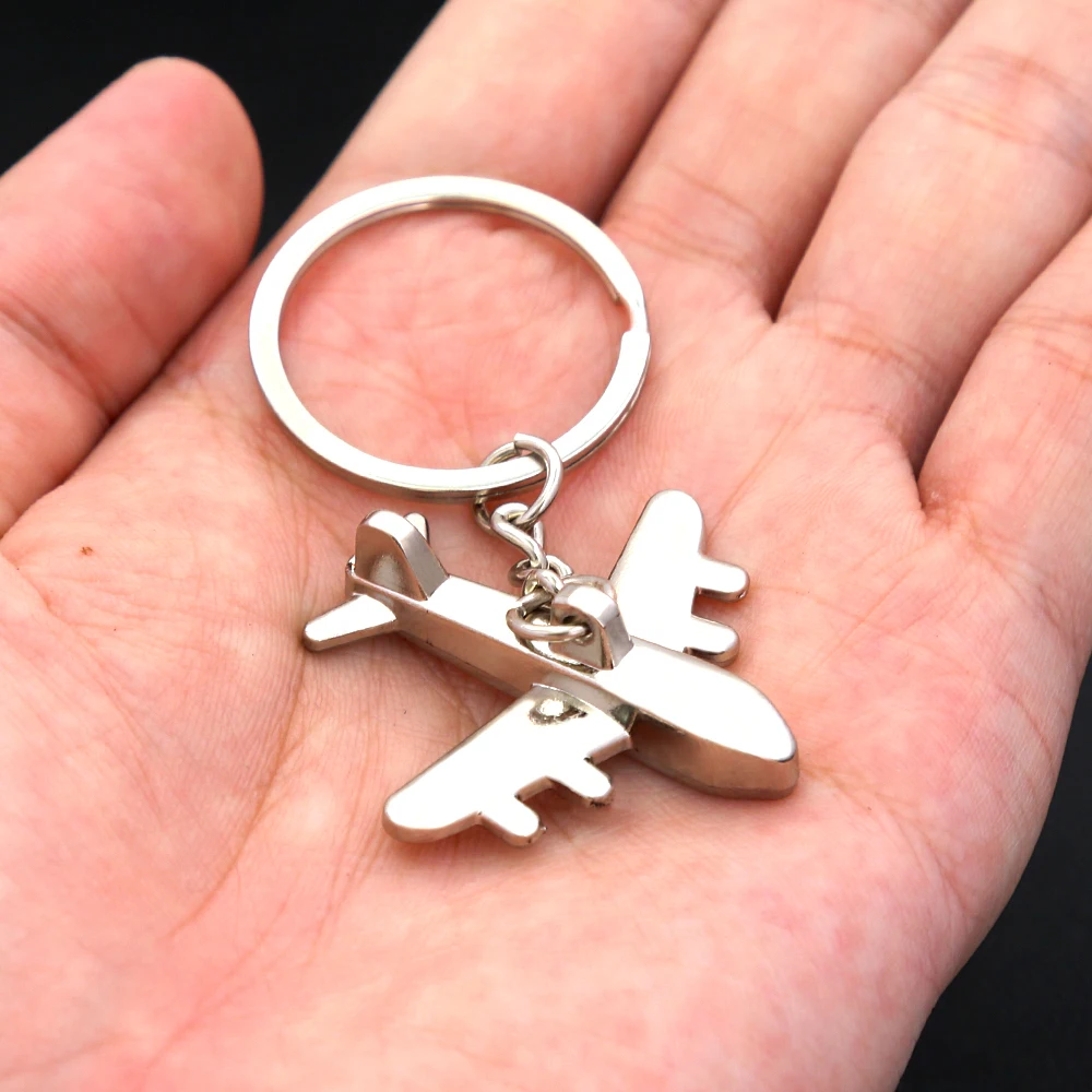 Alloy Airplane Keychain Mini Aircraft Model Key Ring Fashion Metal Key Holder For Men Women Aviation Fans Perfect Souvenir Gift