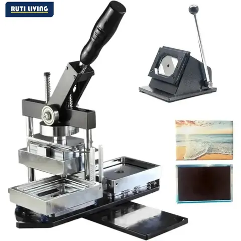 RUTI Photo Magnet Machine 80x53mm/90x65mm DIY Fridge Magnet Making Machine Kit Black Rectangular Includes 100 Pieces & Cutter