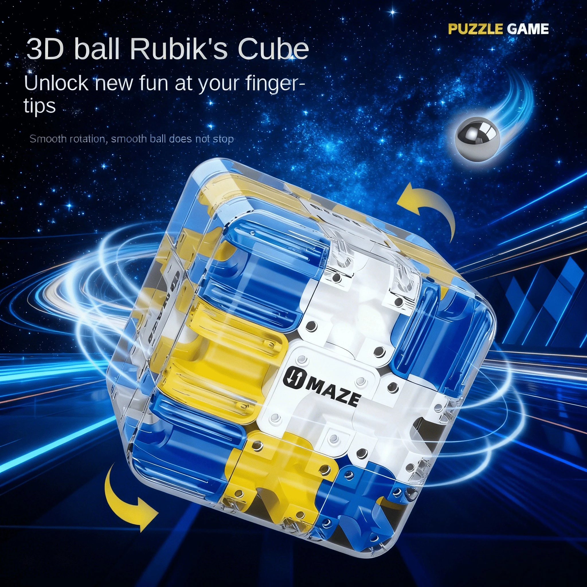 Labirynt 3D Magiczna Kostka Puzzle Zabawka Kulka Rolująca się po Labiryntu Magiczna Kostka Redukująca Stres Autyzm Lęk Dorosły Dzieci Uspokajająca Zabawka Antystresowa