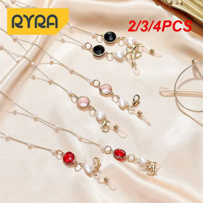 2/3/4PCS Mask Rope Acrylic Pearl Neck Cord Portable Universal Accessories Tools Mask Chain Net Red Fashion Gemstone Heart