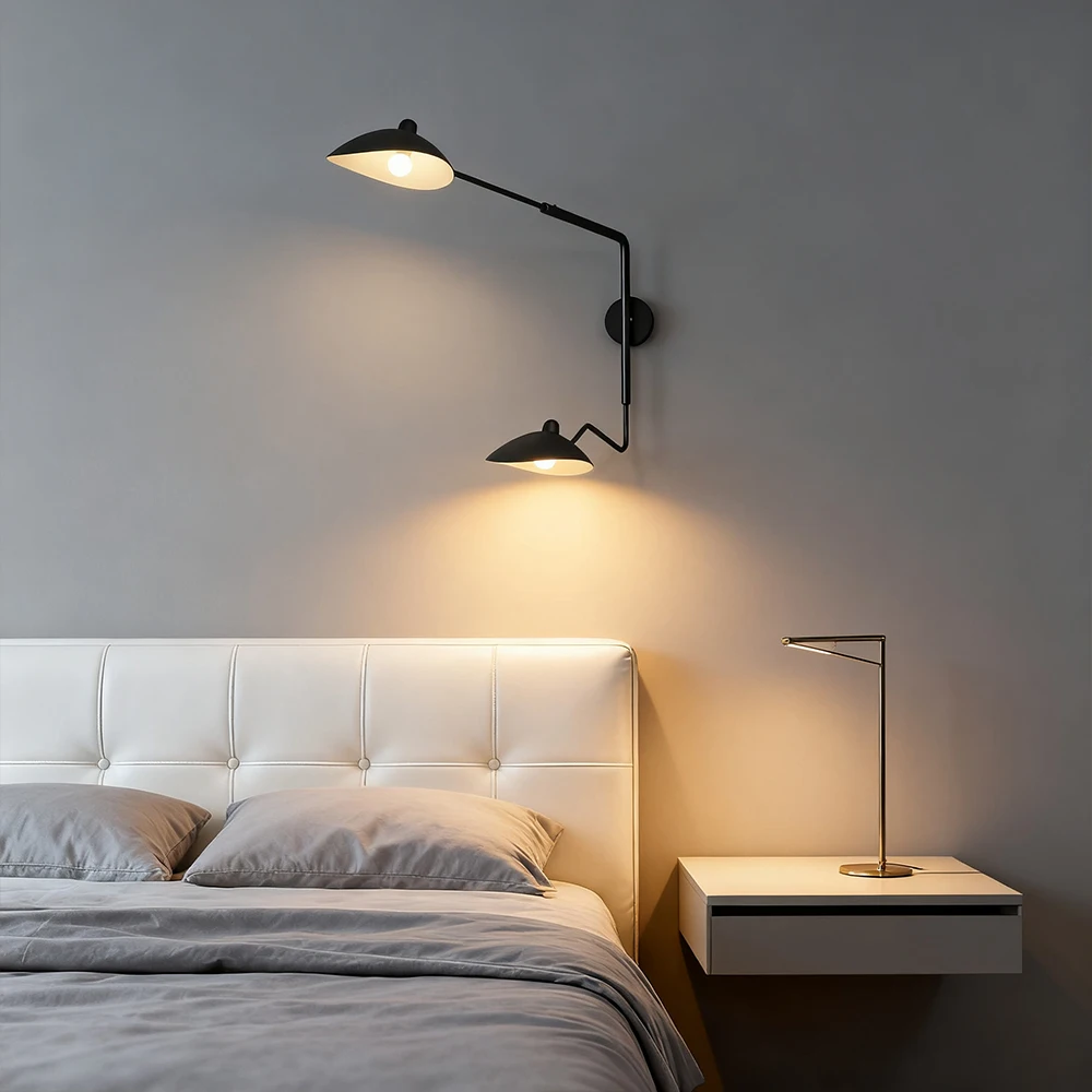 Nordic Retro Spider Serge Mouille Wall Lamps Adjustable Long Arm LED Light for Bedside Bedroom Living Study Room Home Decoration