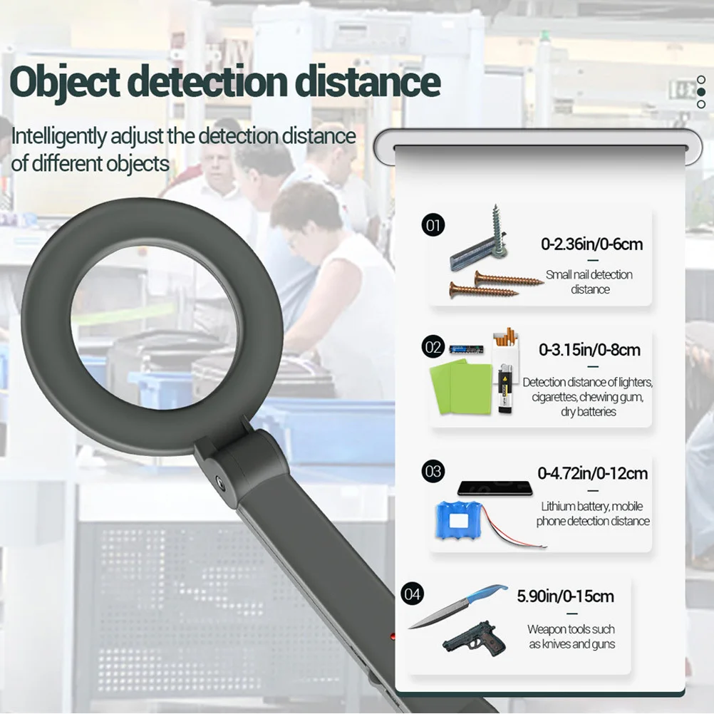 Handheld Metal High Sensitivity Inspection Tool Alarm LED for Subway Train Station Airport