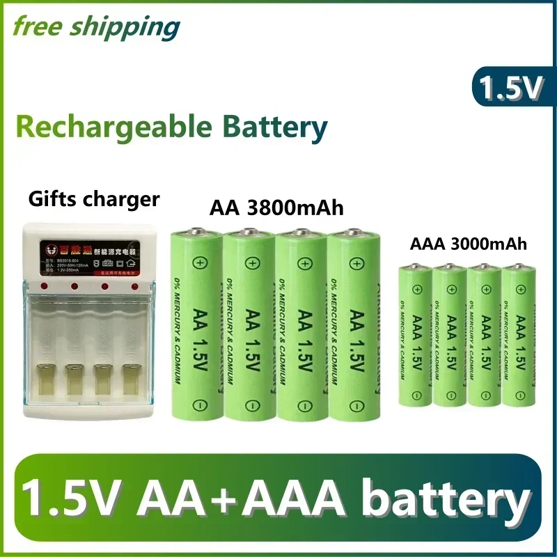 

Оригинальная Аккумуляторная батарея 1,5 в AA3800mAh + AAA3000mAh, используется для компьютера, часы, радио, видеоигр, цифровая камера, AA батарея