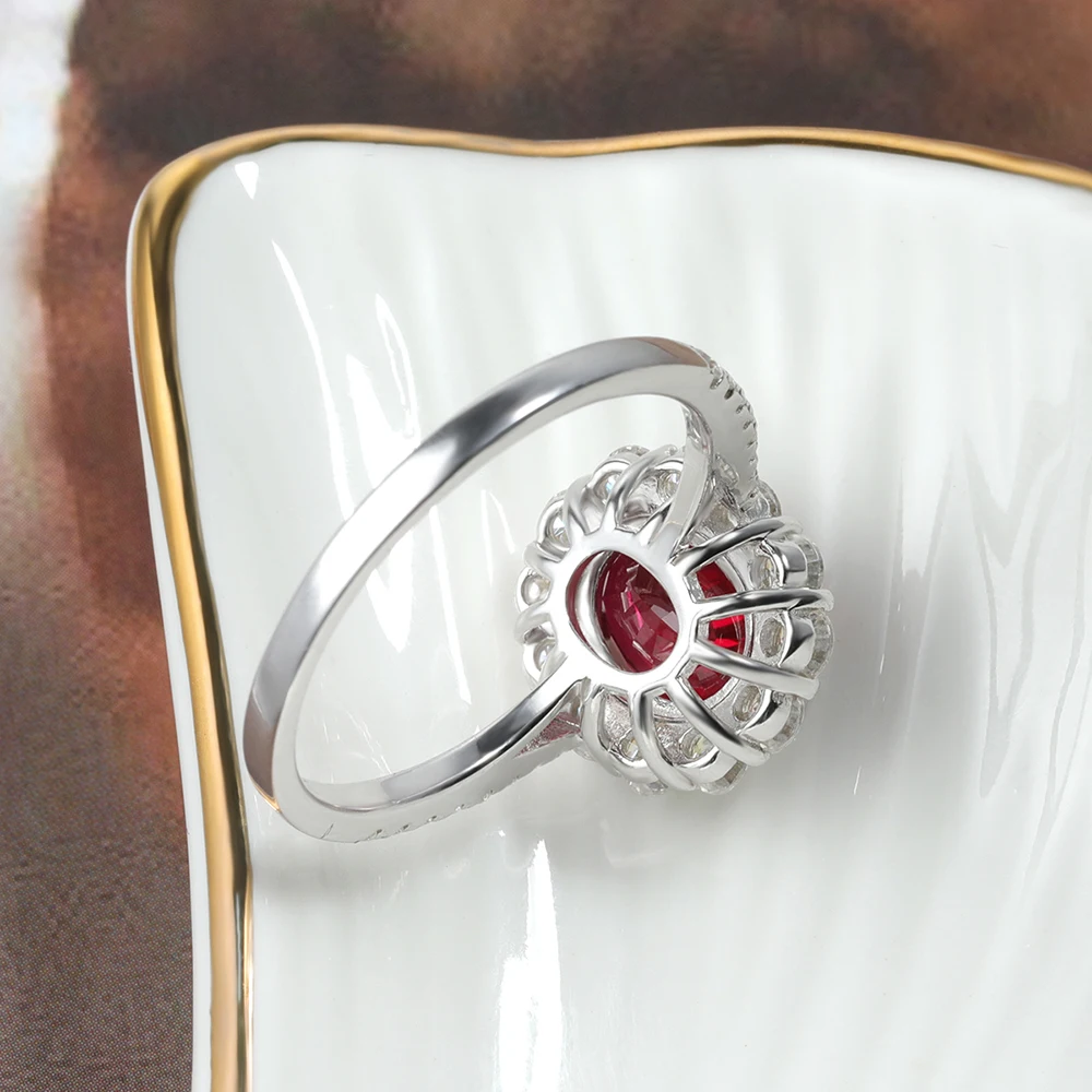 Onnelik 2CT Real Lab Grown Ruby/Canary Yellow/Padparadscha Diamond Ring 925 Sterling Silver for Women Wedding Party Fine Jewelry view 6