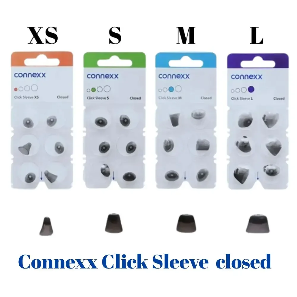 6-Pack Connexx Click Sleeve Ear Domes for Signia/Rexton CIC/ITC/RIC – Soft Silicone, Secure Fit