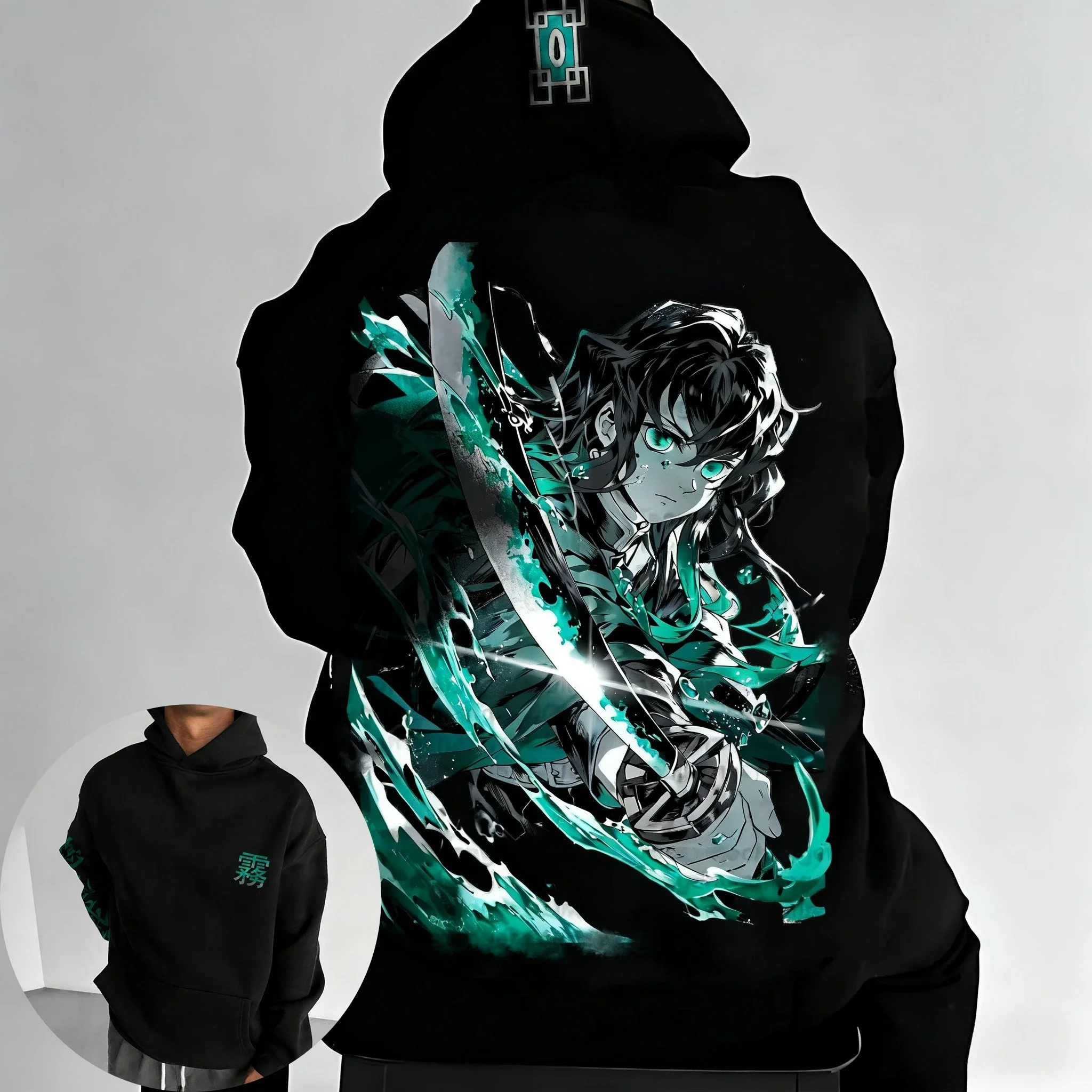 شيطان القاتل أنيمي الخريف/الشتاء الرجال هوديي 2026 جديد Tokitou Muichirou طباعة فضفاضة اليومية Harajuku الوالدين والطفل سترة علوية #3