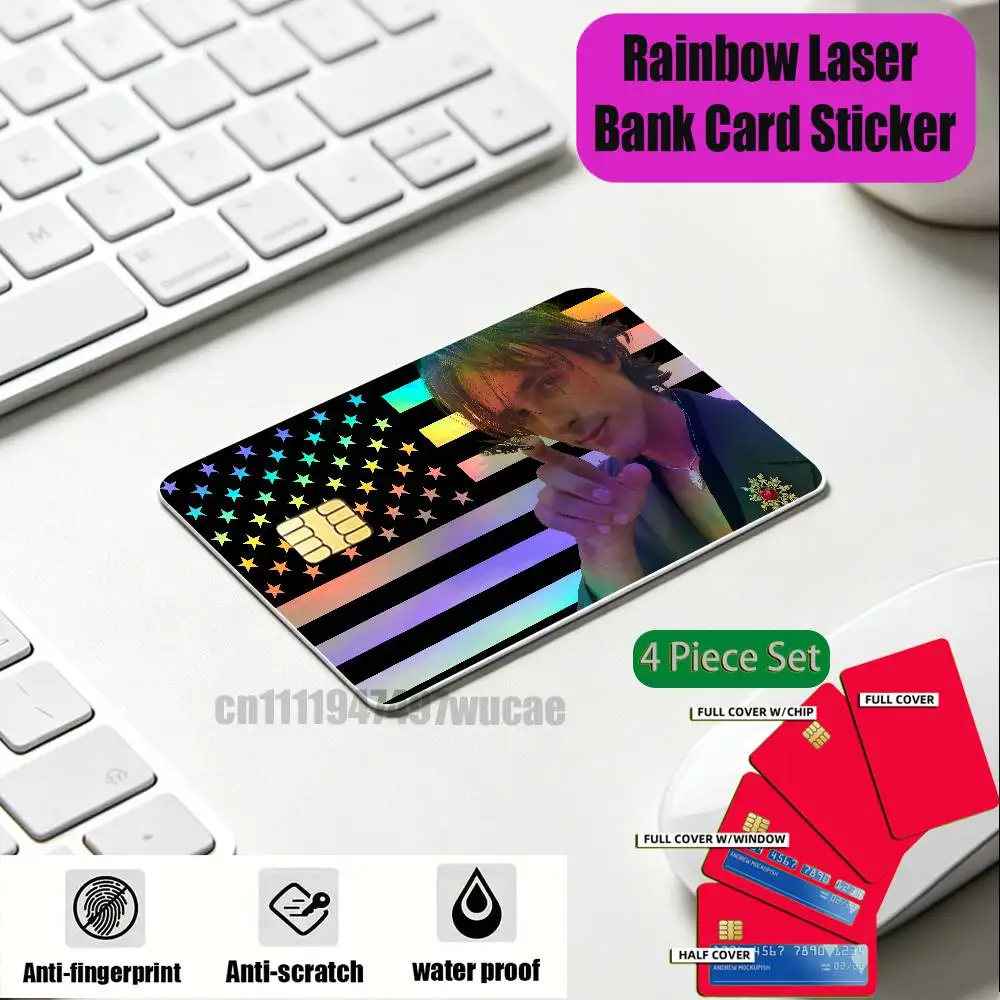 For Actor Jacob Elordi Credit Bank Sticker ID Access Card Cover Skin Rainbow Color Laser Stickers Film