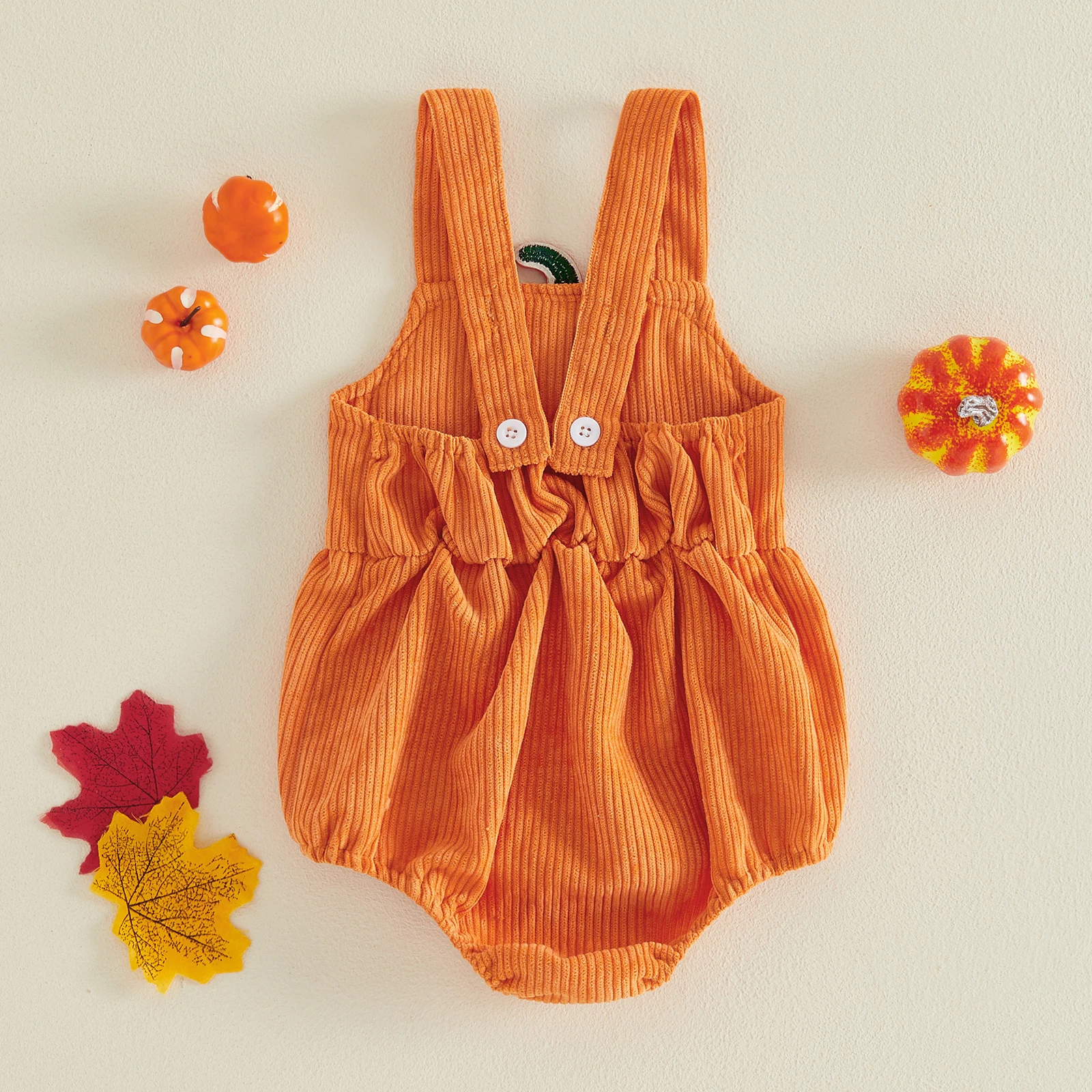 0-18M Newborn Baby Girl Halloween Overalls Cute Pumpkin Letter Embroidery Sleeveless Infant Romper Bodysuits Jumpsuits