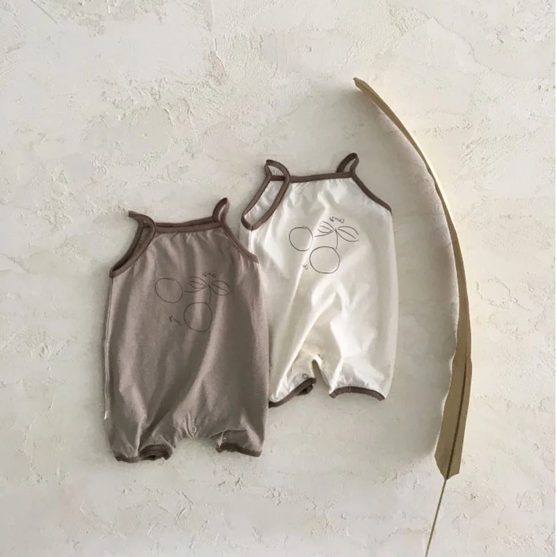 2025 novedad de verano, pelele sin mangas para bebé, chaleco infantil con estampado bonito a la moda, mono fino de algodón para recién nacido, ropa