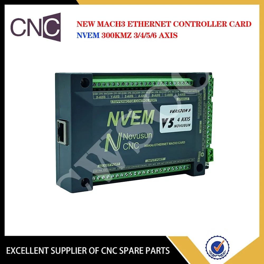 New NVEM V5 mach3 Ethernet motion control card 3/4/5/6 axis engraving machine controller 300KMz pulse support G code