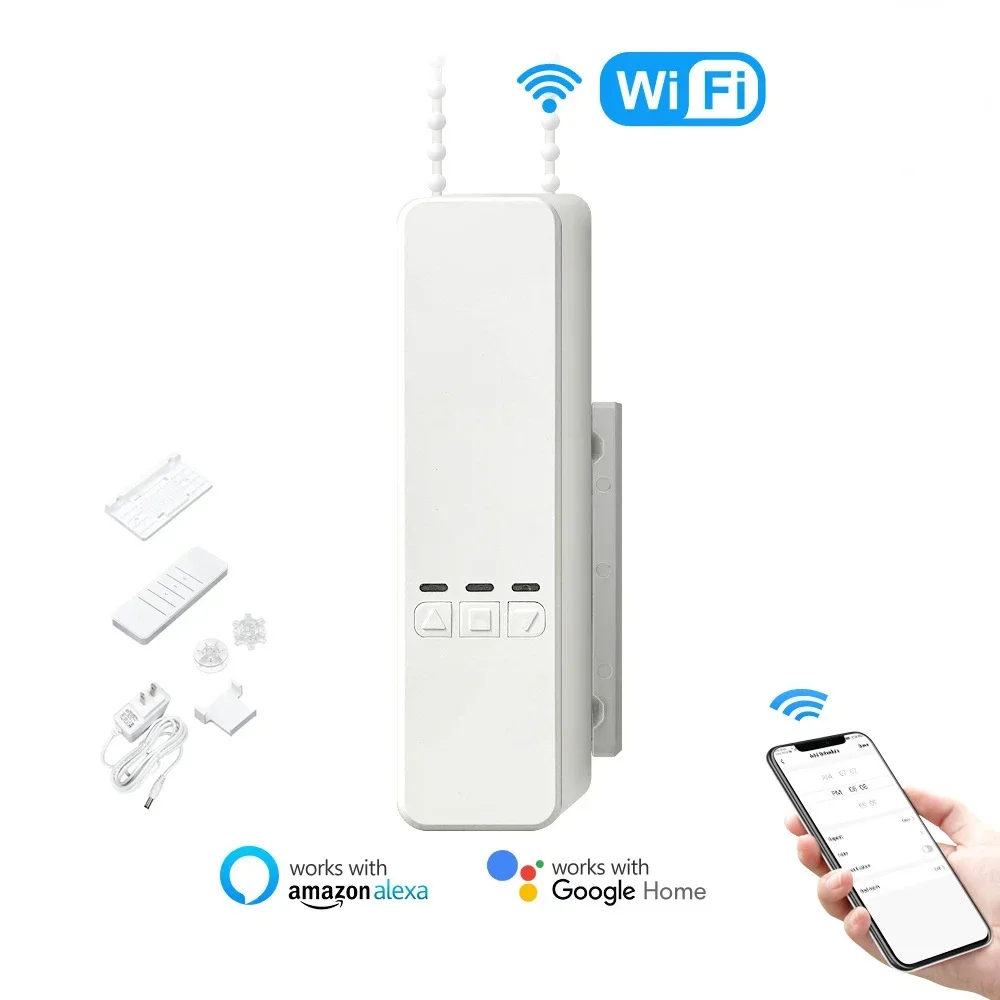 

Hot SalesWiFi Smart Curtain Controller Pull Bead Curtain Motor APP Remote Electric Roller Blinds Driver Timer For Alexa Google H