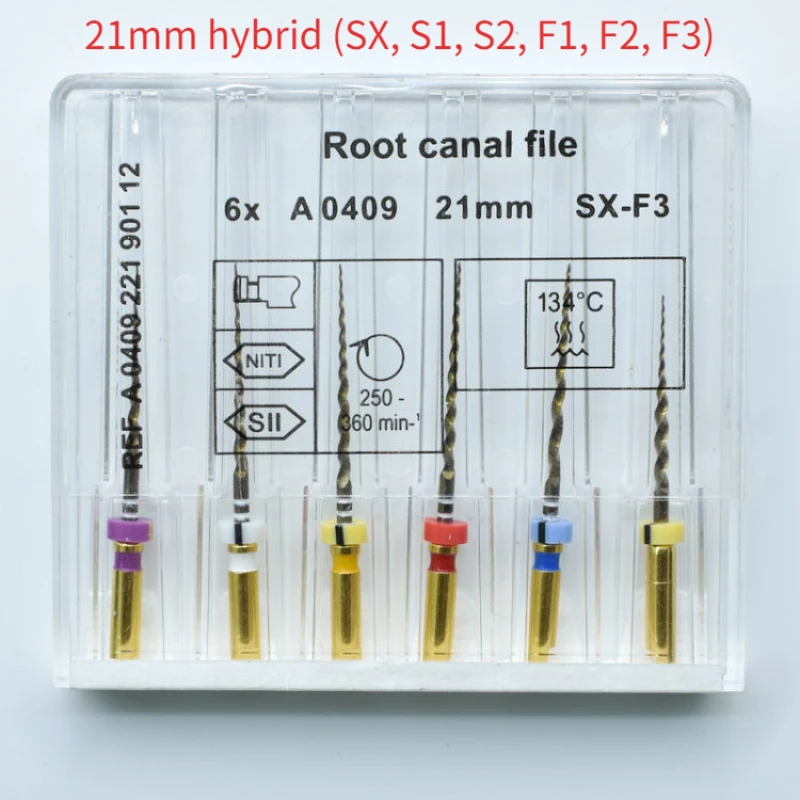 Dental Nickel-Titanium Root Canal File Gold Root Canal File 21mm/25mm Nickel-Titanium Instrument Dental Dentist Tool