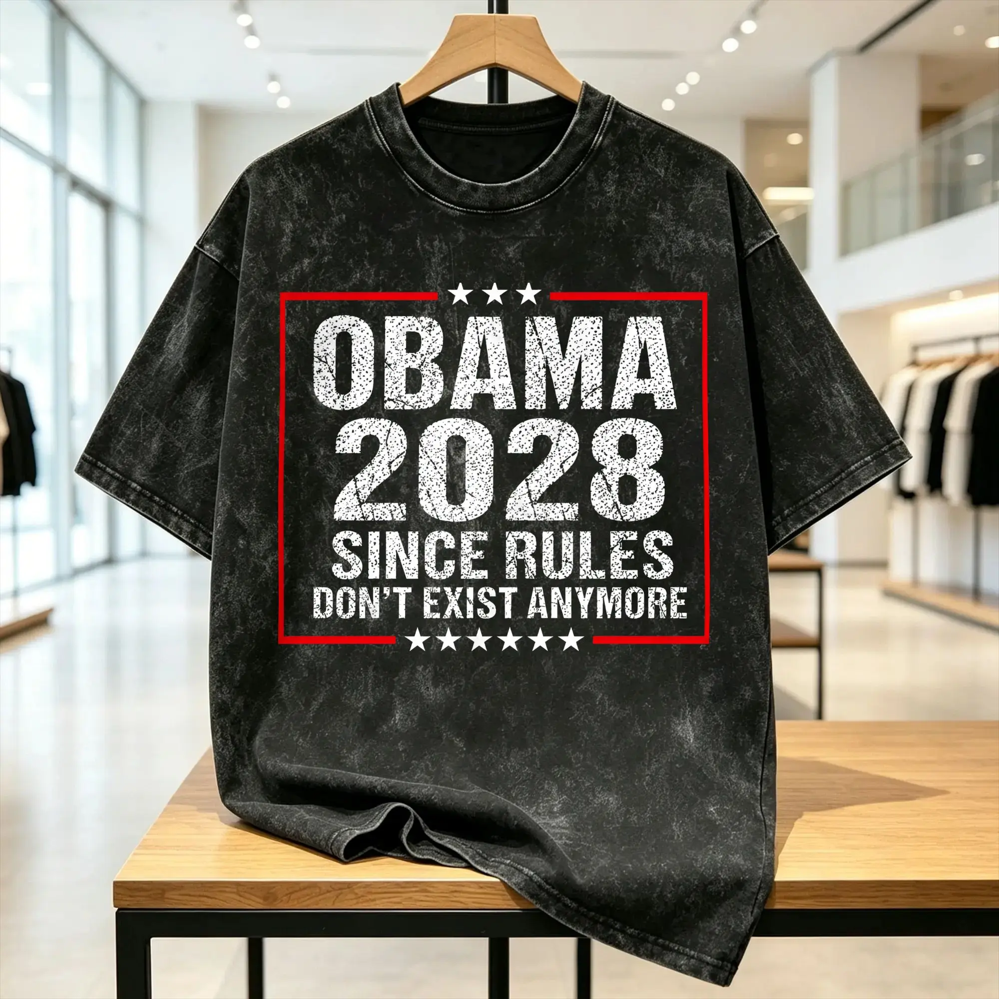 Streetwear Washed T Shirt Obama 2028 Since Rules Don't Exist Anymore Simple T Shirts Popular T Shirt Men Summer Awesome Top Tees