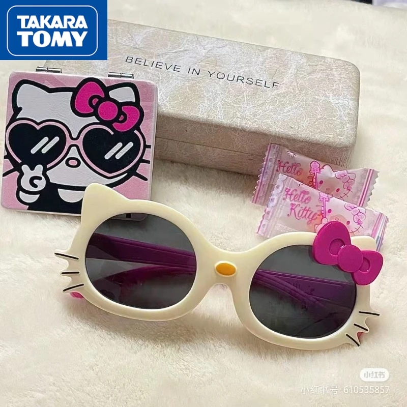 

TAKARA TOMY Hello Kitty Summer Photo Glasses Girls Student Cute Cartoon Lightweight Sunglasses UV Protection Sunshade Mirror